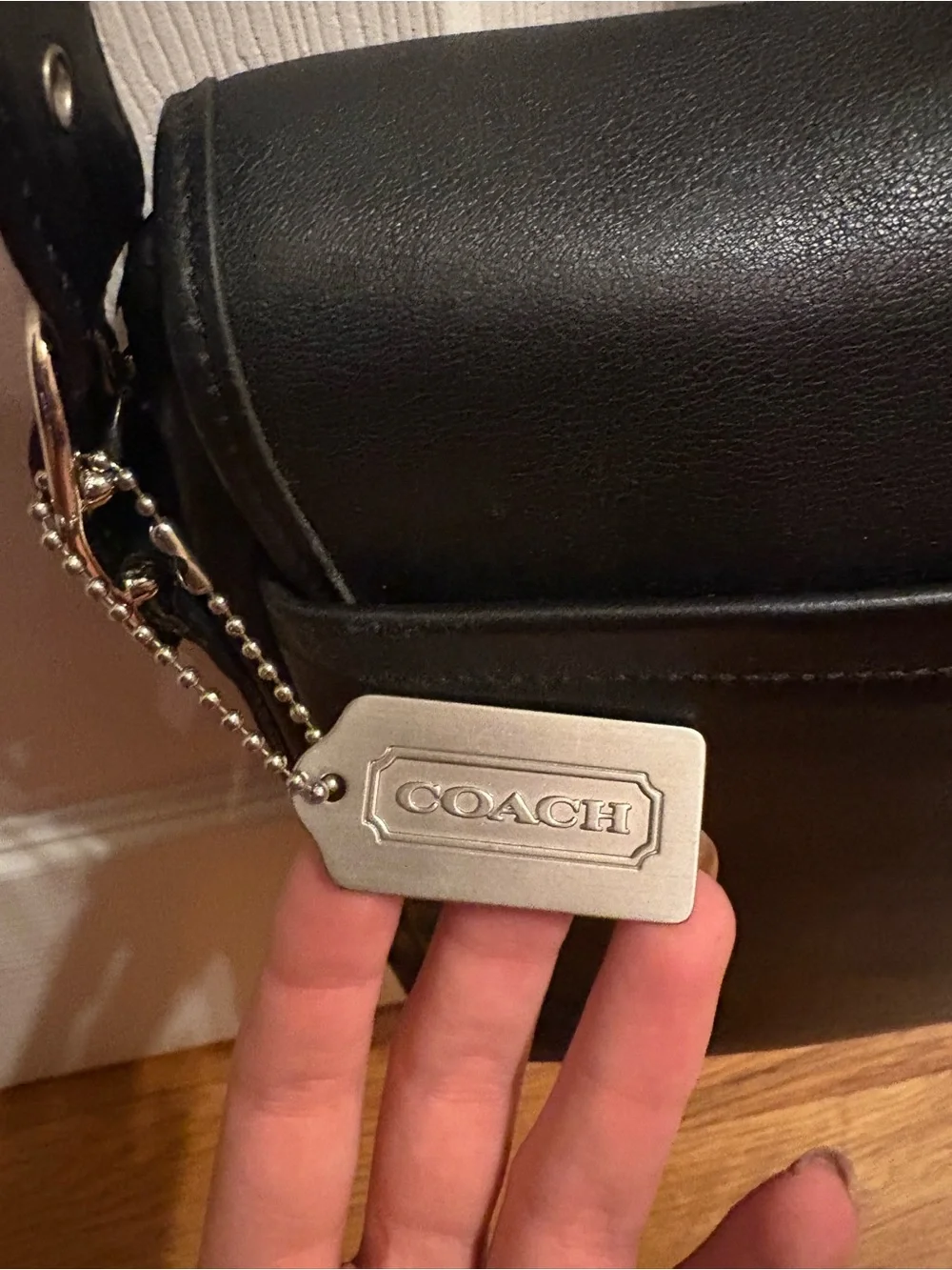 Coach Black Leather Messenger Crossbody Bag